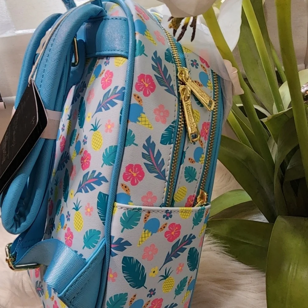Set of 2Loungefly Disney Backpack: Pineapple Stitch Mini-Backpack&Wallet new